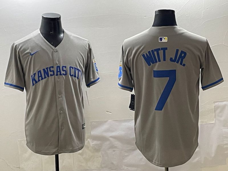 Men Kansas City Royals #7 Witt jr Grey Game 2025 Nike MLB Jersey style 316